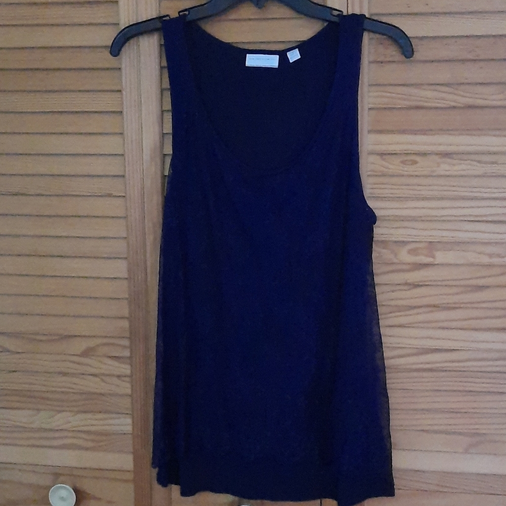 New York & Company Blue Lace Tank Top Size Medium